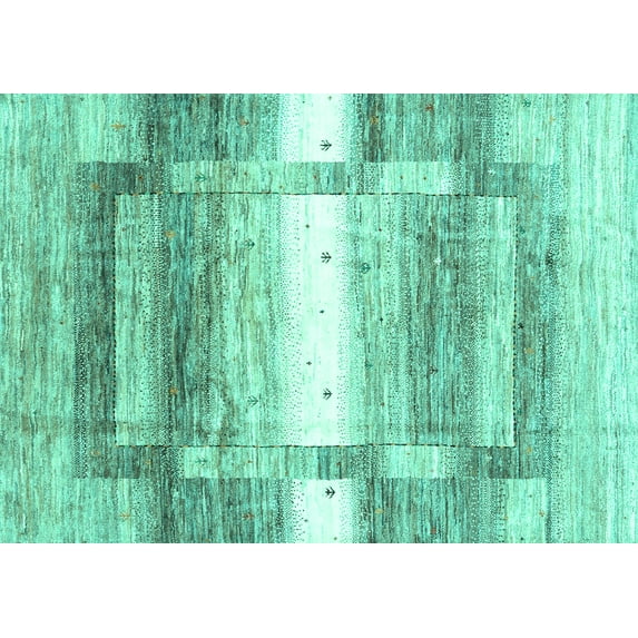 Ahgly Company Indoor Rectangle Abstract Turquoise Blue Contemporary Area Rugs, 8' x 12'