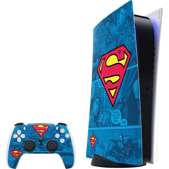 Skinit DC Comics Superman Logo Background Pattern PS5 Bundle Skin