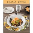 thumbnail image 3 of 13 Inch Round Placemats Set of 4, Farmhouse Sunflowers Non Slip Heat Insulation PP Table Mats, Rustic Barn Doors Flowers Butterfly Wooden Washable Place Mats for Kitchen Dining Party Table Decor, 3 of 7