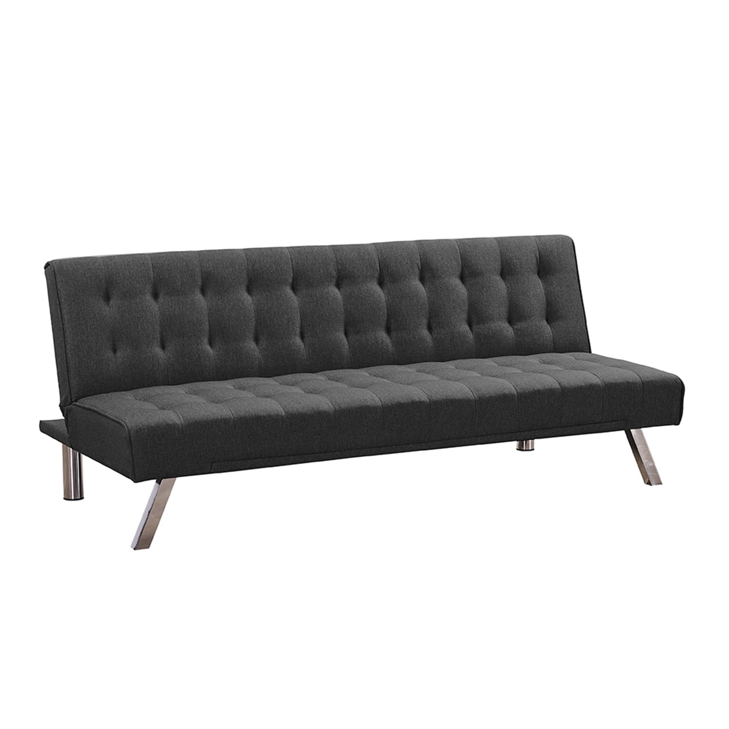 Kadyn Folding Futon Sofa, Upholstered Couch Bed for Bedroom, Modern Convertible Futon with Metal Legs, Dark Grey Kadyn Folding Futon Sofa, Upholstered Couch Bed for Bedroom, Modern Convertible Futon with Metal Legs, Dark Grey