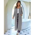 thumbnail image 4 of Ekouaer Women Long House Coat Zipper Front Robes Full Length Nightgowns with Pockets Striped Loungewear, 4 of 6