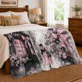 thumbnail image 6 of Romantic Pink Paris Cobblestone Street Woman Walking Away, Warm Flannel Blanket for Living Room and Reading Nook, Festive autumn celebration Scene, Art Lovers autumn celebration Gift, 6 of 7