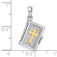 thumbnail image 4 of Million Charms 925 Sterling Silver Religious Charm, Textured Lords Prayer Bible with and 14k Cross Pendant, 4 of 5