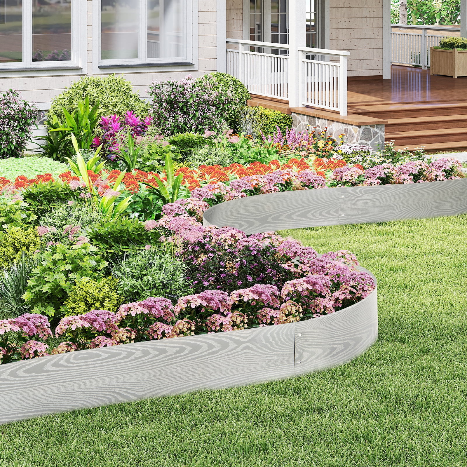 Gymax 6-Pack 20 FT Galvanized Metal Landscape Edging Heavy-Duty Metal Patented Garden Border