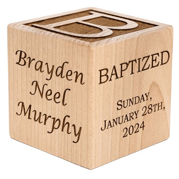 Personalized Baby Baptism, Dedication, Christening Gift, Wooden Block
