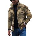 thumbnail image 4 of Herrnalise Men Casual Printing Turndown Long Sleeved Button Pocket Outwear Jacket Gray, 4 of 5