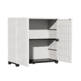 thumbnail image 2 of Geometric Pattern Outdoor Storage Cabinet with Adjustable Shelf – Durable Multi-Layer Organizer for Patio & Garden(Contains Three shelf)​ - White, 2 of 7