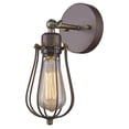 thumbnail image 4 of 60 Watt Open Bulb Cage Metal Frame Wall Sconce, Bronze, 4 of 5