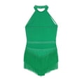thumbnail image 3 of iiniim Women's Tassel Dance Dress Halter Neck Fringed Latin Ballroom Rumba Salsa Green XL, 3 of 7