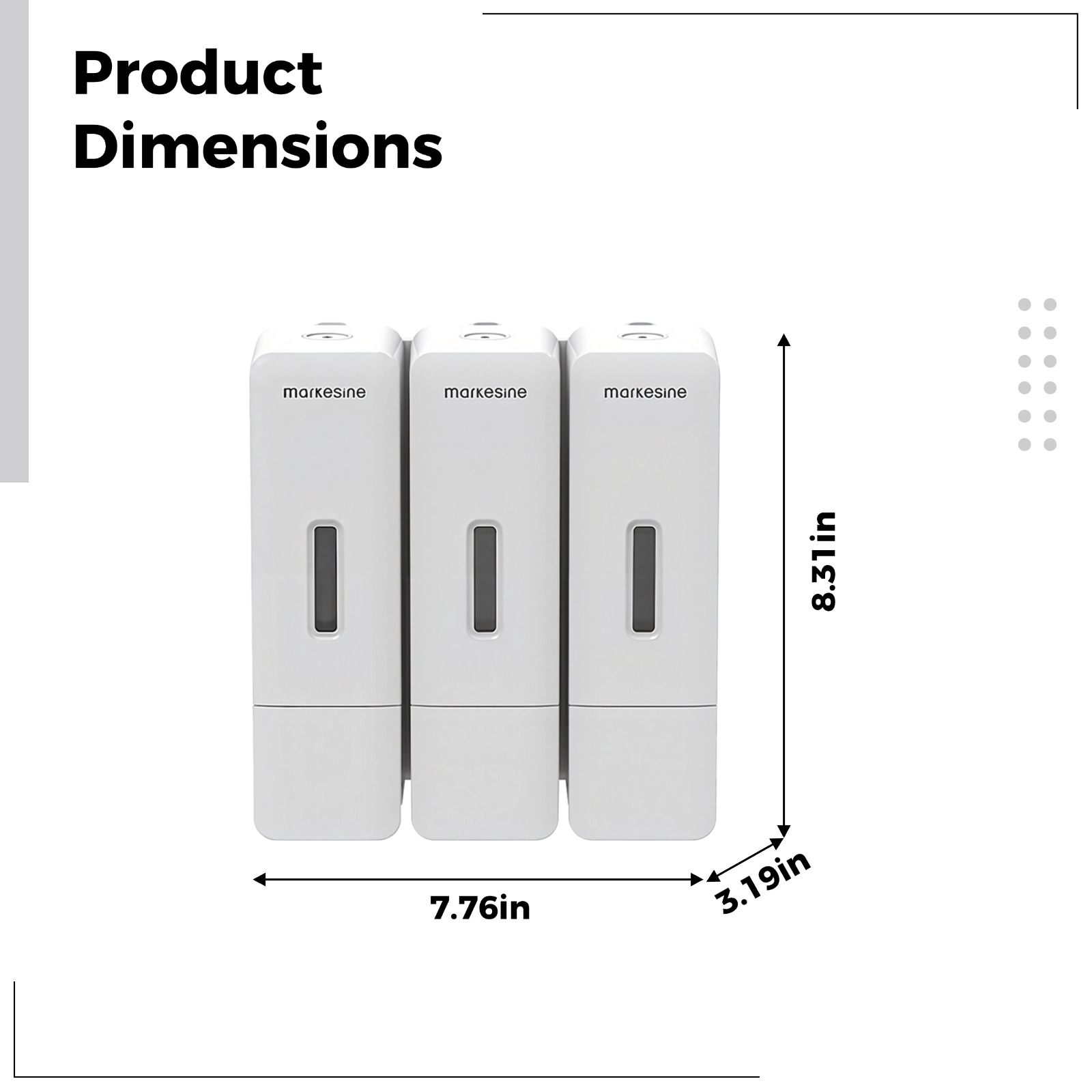3 Chamber Shampoo And Conditioner Dispenser, Wall Mount Shower Dispenser, 3 x 300 ml, Drill-Free, Press Soap Dispenser for Bathroom, Hotel, Pearl White