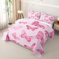 thumbnail image 3 of Erosebridal Chic Butterfly Bed Spread Queen for Girls, Pink Queen Coverlet Set, 3 Pieces 1 Quilt and 2 Pillowcases, 3 of 7