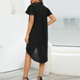 thumbnail image 6 of Dyegold Sundresses for Women Casual Beach - Sun Dresses Women Summer Casual Ruffle V Neck Short Sleeve Solid Midi T-Shirt Sundress ​Hawaiian Beach ​Holiday ​Dress, 6 of 8