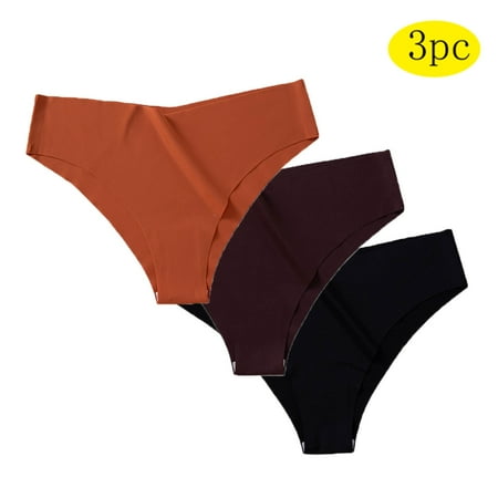 Wancir 3PC High Waist Bikini Underwear Womens Seamless Lace No Show Panties Soft Stretch High Cut Panties
