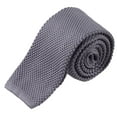 thumbnail image 1 of TOPTIE Cravate Mince Unie en Tricot pour Homme, Polyester, Bout Carré, Cravate 2 Pouces, Tie-DARKGRAY, 1 of 5