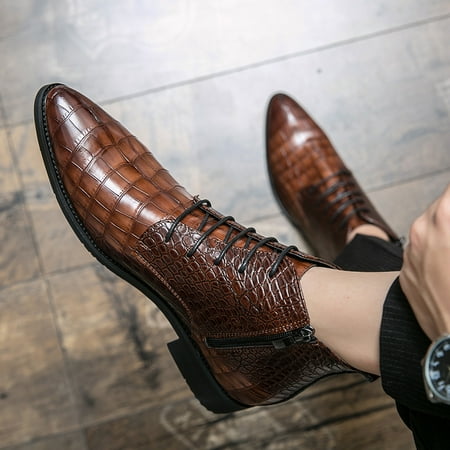

Men‘s Crocodile Embossed Pointed Toe Oxford Derby Style Formal Dress Shoes For Wedding Party