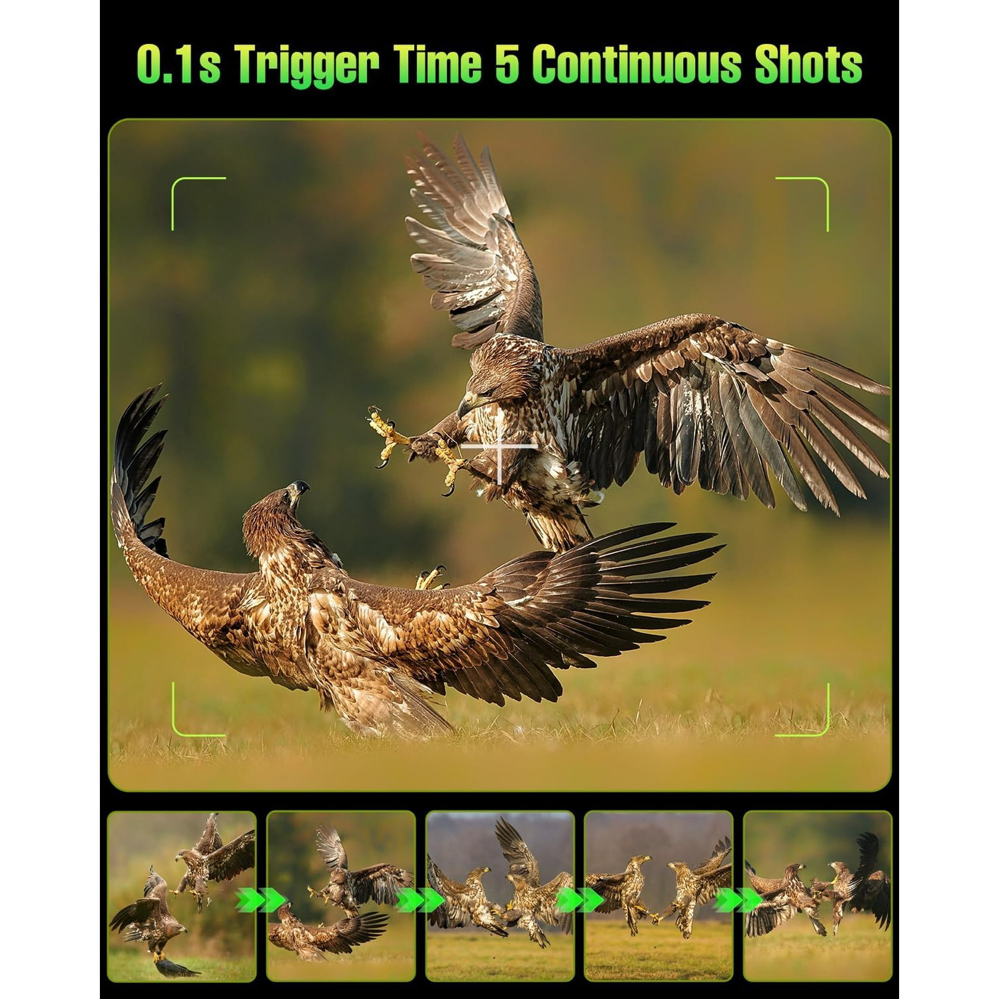 Trail Camera Solar Trail Cam - 4K 64MP Trail Cameras with Night Vision, IP67 Waterproof Camera for Deer Wildlife Monitoring Hunting with 64GB Memory Card