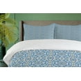 thumbnail image 4 of Ambesonne Floral Duvet Cover Sets, Curvy Circular Hand Tile, 2-Queen, Pale Blue Green and Blue, 4 of 7