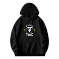 thumbnail image 1 of Men's Long Sleeve Hoodie Pullover with Pockets - Stylish Graphic ' THOU TWANG ' Text Relaxed Fit Drawstring Hood, 1 of 7