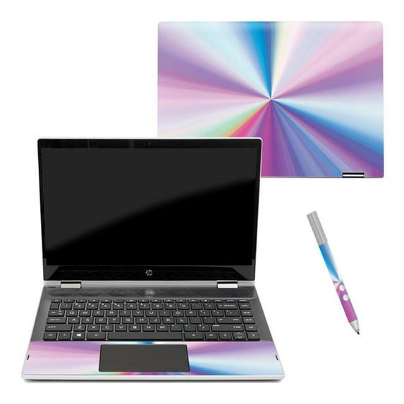 MightySkins CF-HPPX360144-Rainbow Zoom Carbon Fiber Skin Decal Wrap for HP Pavilion X360 14 in. 2018 Sticker - Rainbow Zoom