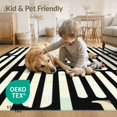 thumbnail image 4 of ODIKA 4'x6' Washable Area Rug Geometric Mid Century Knot Abstract Arch Repeat Cream Checkered for Bedroom, Reading Nook, Pet Friendly & Non-Shedding, 4 of 7
