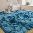 thumbnail image 3 of Janvonne 9x12 Fluffy Shag Area Rug,Tie-dye Peacock Blue Ultra Soft Plush Fuzzy Shaggy Carpet for Living Room Bedroom, Non-Slip Floor Rug for Kids Girls Room Nursery, Cozy Indoor Home Decor, 3 of 8
