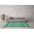 thumbnail image 3 of Ahgly Company Machine Washable Indoor Square Abstract Turquoise Blue Modern Area Rugs, 5' Square, 3 of 4