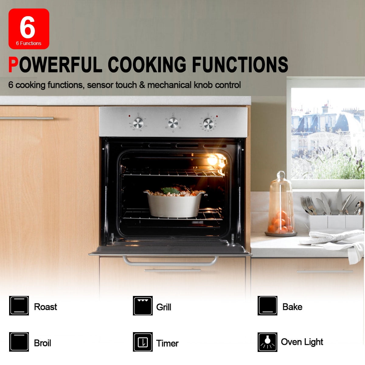 Buy LEGEND CHEF 24 Built-in Electric Single Wall Ovens, 6 Cooking ...