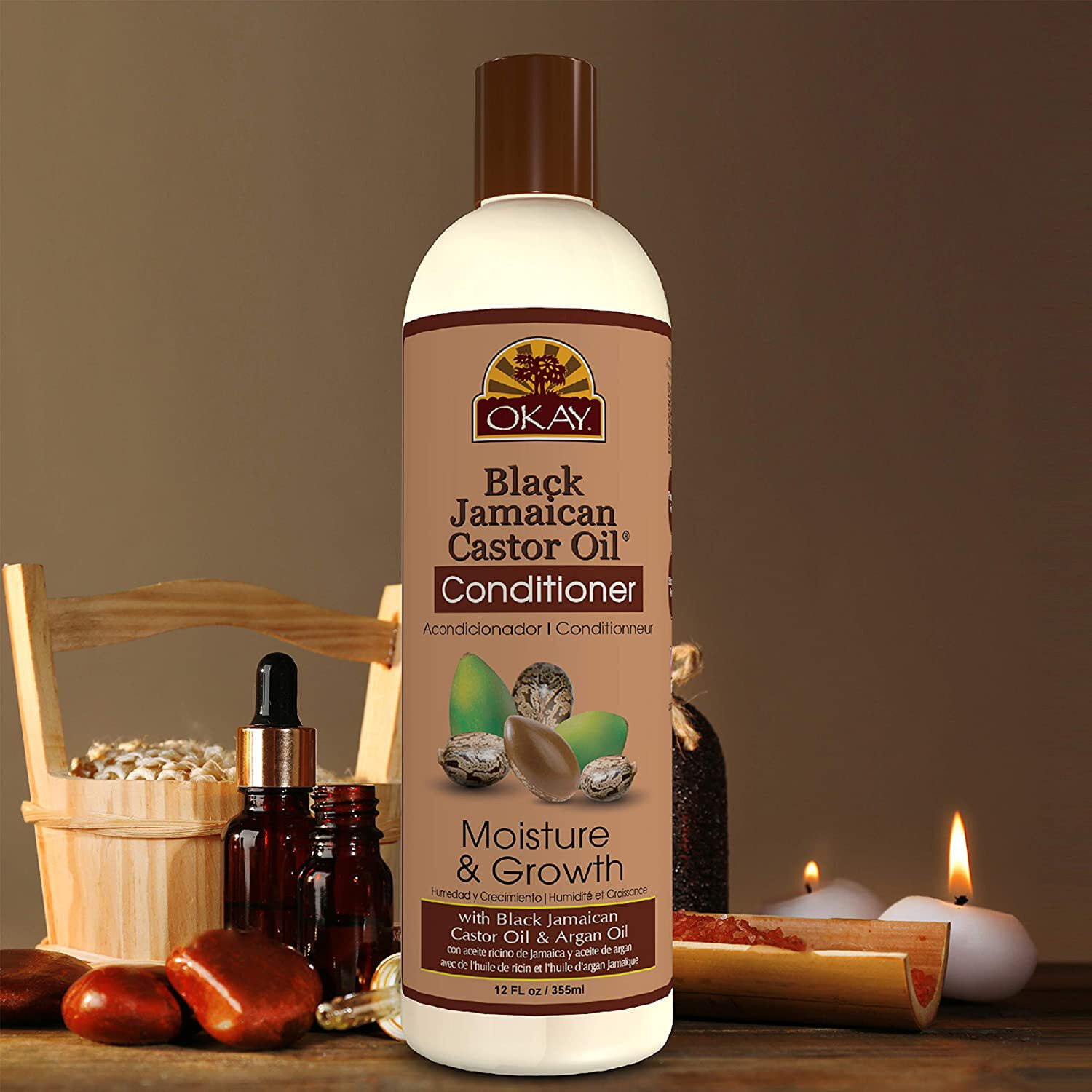 Okay Pure Naturals Black Jamaican Castor Oil Moisture Growth Conditioner for Hair Growth and Hydration, 12oz