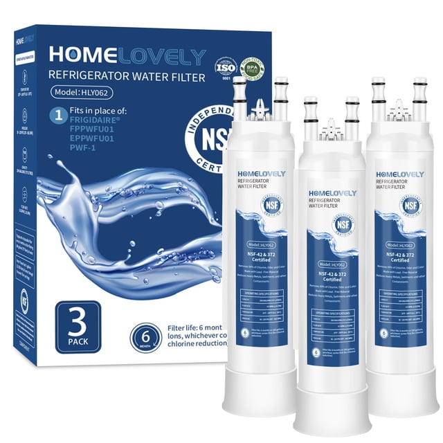 HOMELOVELY Water Filter Replacement for Frigidaire GRFS2853AF, GRFN2853AF, GRFS2853AD, GRFC2353AF, GRFG2353AF, GRSC2352AF, GRMS2773AF, FPRU19F8WF3, P
