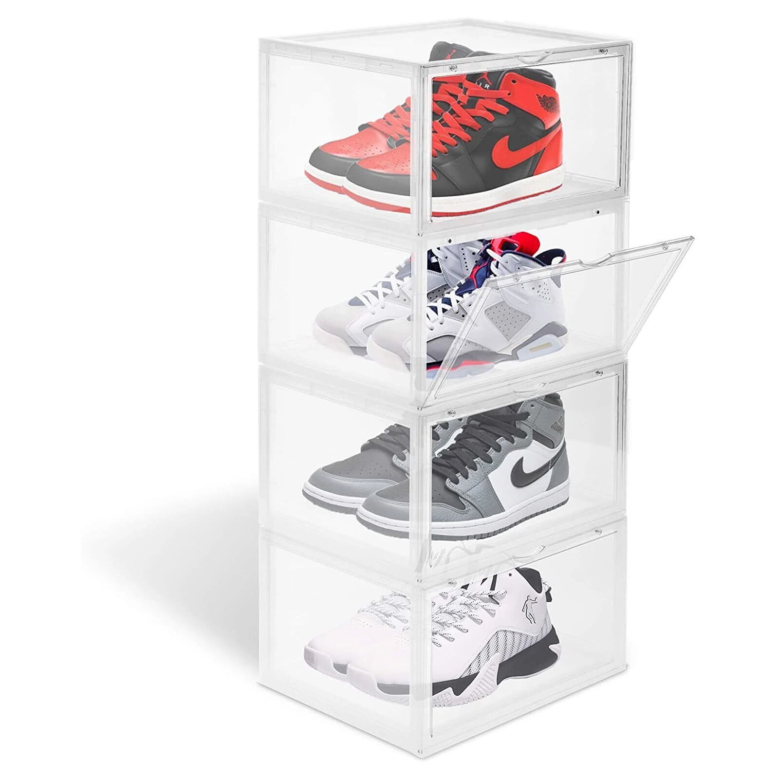 MASBEKTE Storage Shoe Box, Foldable Clear Sneaker Display Box