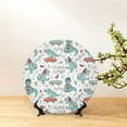 thumbnail image 6 of Yiaed Music Lover Dinosaur Print Bone China Decorative Plate Ceramic Dinner Plates Art Crafts with Display Stand-8in, 6 of 6