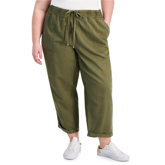 Tommy Hilfiger Womens Cuffed Twill Casual Trouser Pants, Green, Plus Size, 2X
