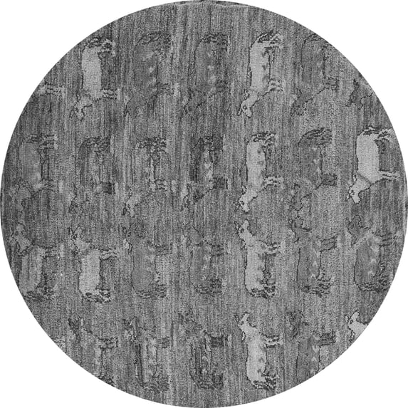 Ahgly Company Indoor Round Abstract Gray Modern Area Rugs, 8' Round