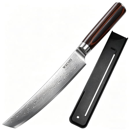 WXCOO Damascus Steel Chef Knife, Slicing Knife with Ergonomic Wood Handle, Professional Kitchen Cleaver for Meat & Vegetable