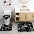 thumbnail image 3 of 4PCS/Set Pop Music Shower Curtain, Electric Guitar Drum Kit Microphone Musical Instruments Cool Modern Bathroom Decor, Waterproof Fabric Shower Curtain, Non-Slip Bath Rugs Toilet Mats, Band, 3 of 7