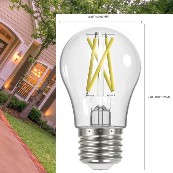 Satco S12417-8W A19 Clear LED Bulb, 4000K Cool White, 800 Lumens, 90 CRI, Medium E26 Base, 60W Equivalent, Dimmable, 120V, Enclosed Fixture Rated, Wet Location Approved, Type A LED Lamp (2 Pack)