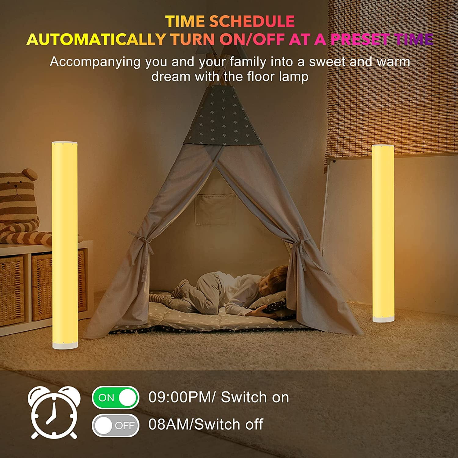 Allaugh RGB Dimmable Floor Lamp with White Shade
