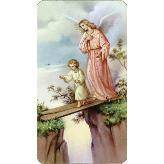 Guardian Angel Paper Catholic Prayer Holy Card with Blank Back, Pack of 100