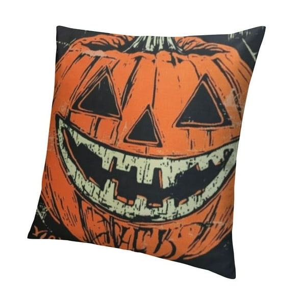 Vintage Halloween Decor-Throw Pillow Covers Pillow Case with Pumpkins Skull Bats for Couch Fall Holiday Outdoor Burnt Black