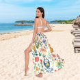 thumbnail image 6 of FORMRS Womens Long Sarong Beach Wrap Semi-Sheer Bikini Skirt Bathing Swimsuit Cover Up, Floral Animals, 6 of 7