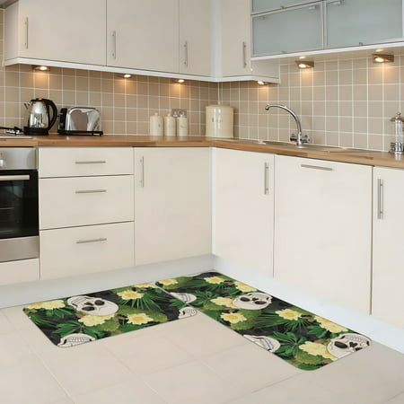 

Kitchen Mats for Floor 2 Piece - Skull Cactus Blooming Anti Fatigue Mats for Kitchen Floor Kitchen Rugs Non Slip Washable Mat for Home Kitchen Decor