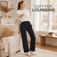 thumbnail image 5 of Feekit Women's Fleece Lined Wide Leg Yoga Pants, High Waisted Stretch Lounge Pants with 2 Deep Pockets, 5 of 8