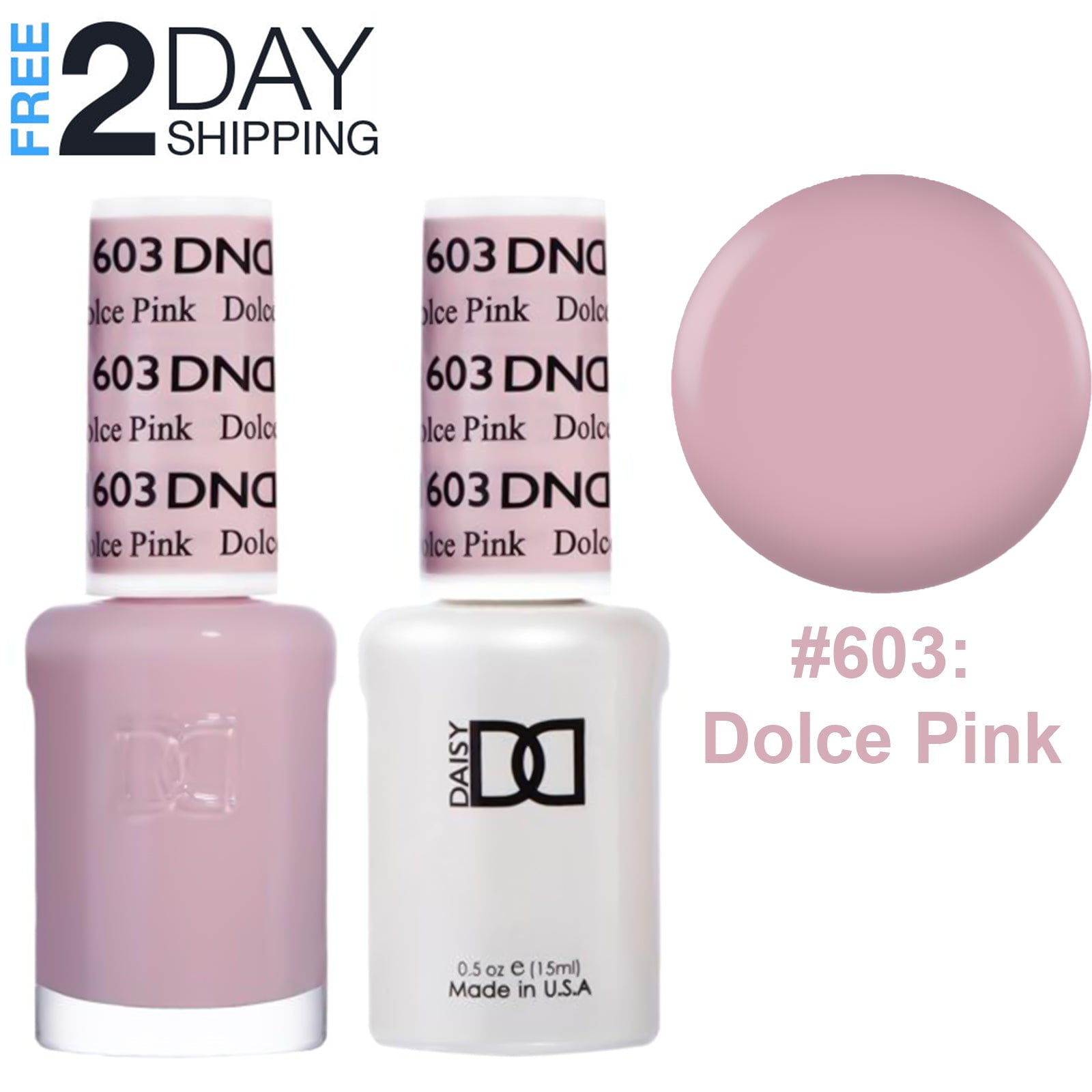 DND Gel Nail Polish & Nail Lacquer Set Soak Off Duo Set - #603 Dolce Pink -  