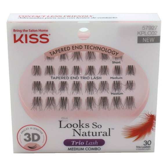 Kiss Looks So Natural Trio Lashes Medium Combo 30 Count (Pack of 3)