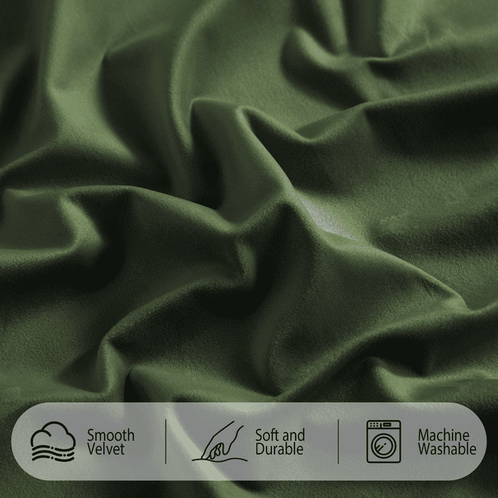 NICETOWN Olive Green Blackout Velvet Curtains for Bedroom, Christmas Sun Light Blocking Velvet Curtains Thermal Insulated Room Darkening Drapes Back Tab Soft Velvet Drapes, 52"x84", 2 Panels