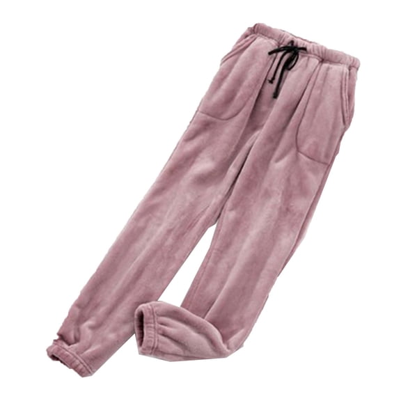 Yongwang Women Fleece Pajama Pants Casual Fuzzy Warm Sleep Bottoms Drawstring Elastic Waist Pj Pants