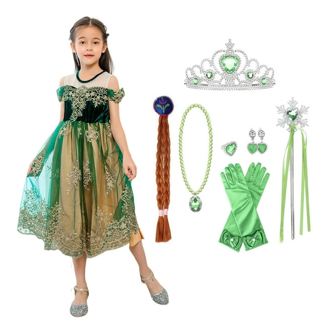 Déguisement de Princesse Anna pour Fille Neige Fête Halloween Cosplay Bal Masqué Fête