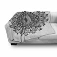 thumbnail image 3 of Lotus Soft Flannel Fleece Throw Blanket, Mandala with Flower Effects Oriental Folk Boho Illustration, Cozy Plush for Indoor and Outdoor Use, 50" x 60", Black White, by Ambesonne, 3 of 6