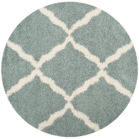 SAFAVIEH Dallas Belinda Geometric Shag Runner Rug, Ivory/Dark Grey, 2'3" x 12'