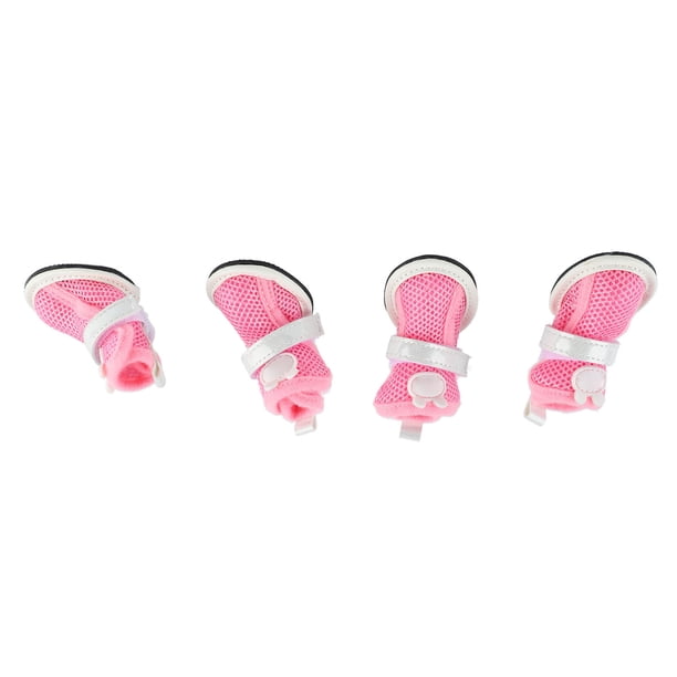 Zapatos de malla para perros que evitan resbalones, transpirables, ligeros, a la moda, botas de verano para cachorros para Bichon Teddy Pink